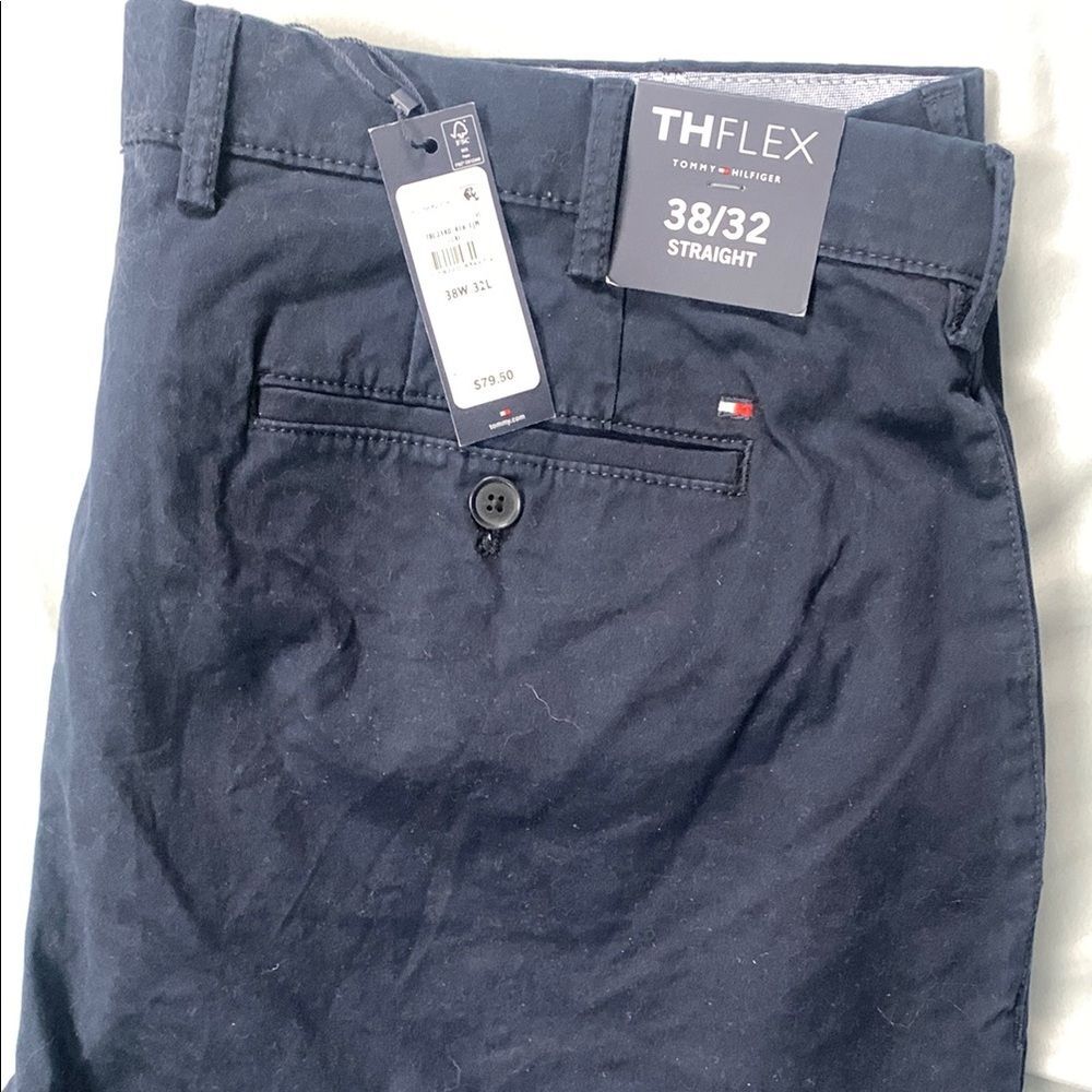 TOMMY HILFIGER ✬ 38X32 MENS CHINO STRAIGHT LEG PANTS ✬ NAVY BLUE